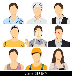 different occupational people profile collection Stock Vector