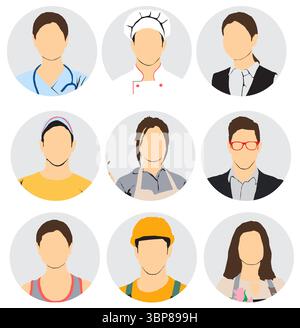 different occupational people profile collection Stock Vector