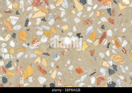 Terrazzo texture. Polished concrete floor and wall pattern. Color surface marble and granite stone, material for decoration. Earth colors Stock Photo