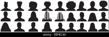 collection of people profile silhouette Stock Vector