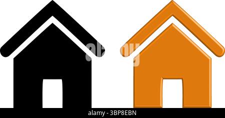 Black and Orange Home Icons - House Symbol Set Stock Vector