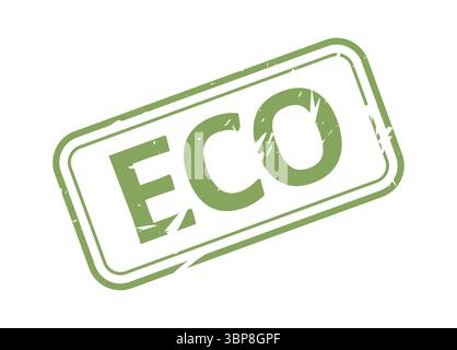 Grunge-style rectangular eco stamp with simple text, ideal for eco-friendly branding, packaging, or product labels Stock Vector