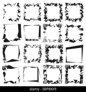 Fragmented polygonal framework. Jagged angular perimeter. Abstract quadrilateral Vector. Dynamic stylized embellishment. Stock Vector