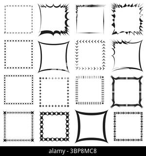 Explosive cartoon framework. Stylized energetic perimeters. Dynamic quadrilateral Vector. Graphic accent conglomeration. Stock Vector