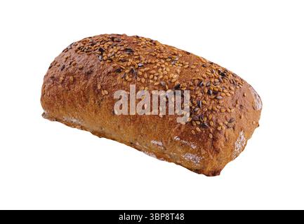 Food, Gluten free multi seed bread with linseed isolated Stock Photo