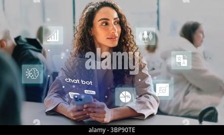 Engaging conversation about technology trends with a focus on chatbots and digital innovation in a modern workspace Stock Photo