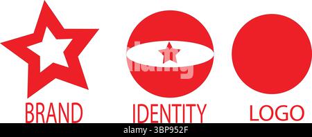 Red Star Circle Brand Identity Logo Design Vector Stock Vector