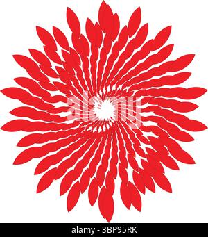 Red Abstract Swirl Petal Flower Burst Design Vector Stock Vector