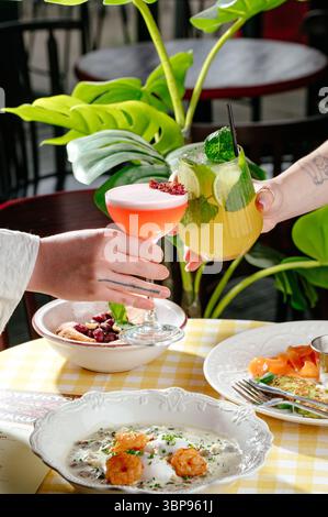restaurant food and cocktails. shrimp in sauce Stock Photo