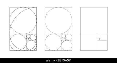 Golden ratio template set. Method golden section. Fibonacci array ...