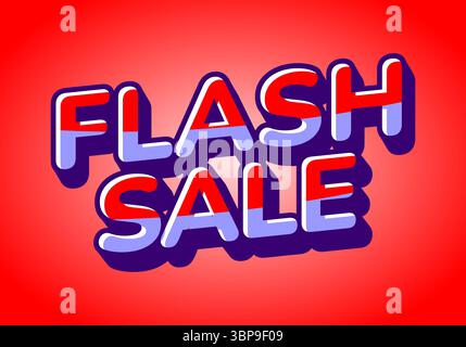 A vibrant graphic featuring the text FLASH SALE in bold, colorful letters with a shadow effect, set against a bright red background Stock Vector