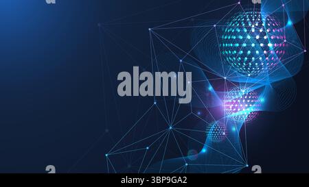Quantum computing. Quantum processing. Artificial intelligence quantum computer technology concept. Future new technology for business or science Stock Vector