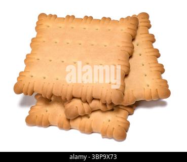 Dry biscuits pile  isolated on white background Stock Photo