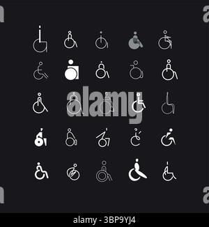 Wayfinding icons. Disabled sign set. Way finding symbols accessible ...