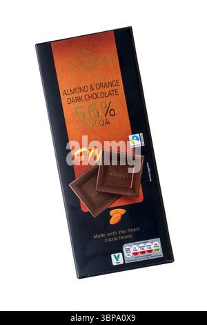 A bar of J. D. Gross Almond & Orange Dark Chocolate. Stock Photo