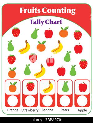 Fruits Counting Tally Chart Vector Design Stock Vector