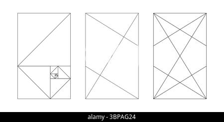 Set of golden ratio. Method golden sections. Fibonacci array and ...