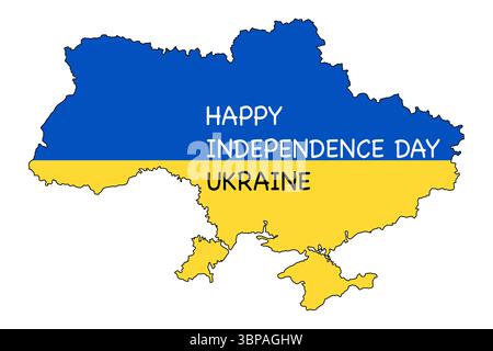 Independence Day of Ukraine. Ukraine Map and Flag. Celebration background. Vector design for decoration banners, posters, cards, stickers, covers. Stock Vector