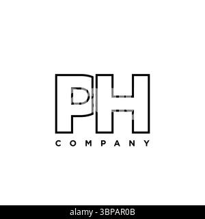 Trendy letter P and H, PH logo design template. Minimal monogram initial based logotype for company identity. Stock Vector