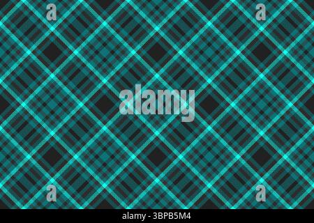 A vibrant, modern plaid pattern in striking teal and black. Ideal for backgrounds, textiles, or adding a touch of stylish texture. Stock Vector