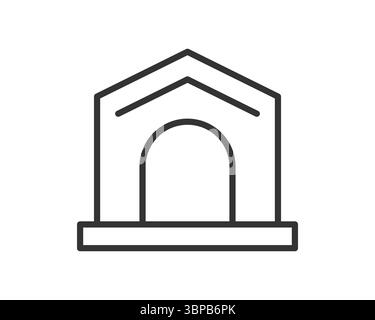 Minimalist icon representing a sheltered space with an arched entrance, conveying themes of protection, sanctuary, or entrance. Perfect for web design Stock Vector