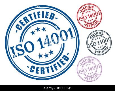 Eco Management System Labels, ISO 14001 Guarantee Stamp Vector Stock Vector