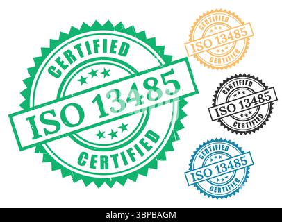 Healthcare Quality Assurance Badges, ISO 13485 Vector Stamp Collection Stock Vector