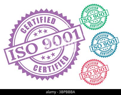 Quality Control Approved Badges, ISO 9001 Certification Vector Set Stock Vector