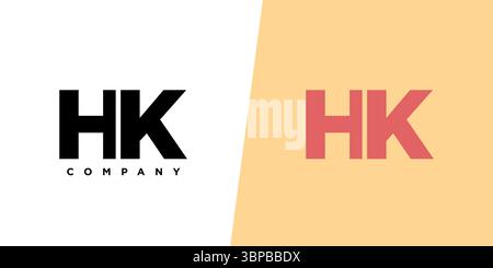 Trendy letter H and K, HK logo design template. Minimal monogram initial based logotype for company identity. Stock Vector