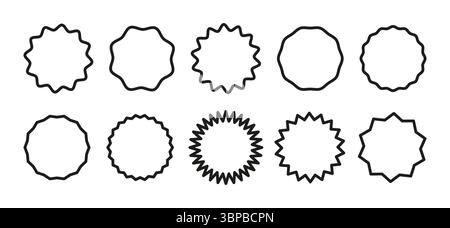 Circle lined borders. Set of curve edge frames. Wavy circles. Simple round frame. Graphic illustration. Geometric line design. Editable stroke.  Stock Vector