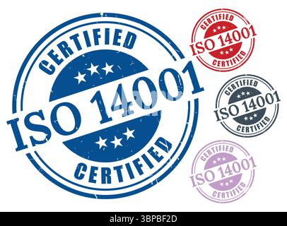 Environmental ISO 14001 Certification Badges, Vector Seal Set Stock Vector