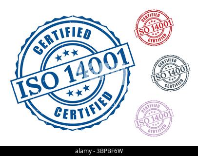 ISO Certified Environmental Labels, Vector Set of Green Stamps Stock Vector