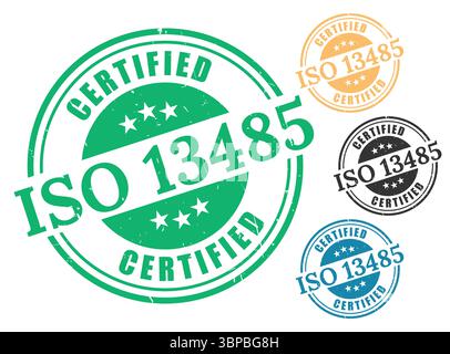 Medical Device Certification Badges, ISO 13485 Stamp Vector Pack Stock Vector