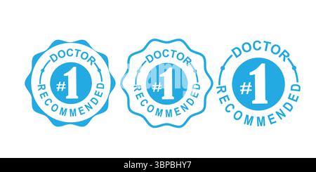 Doctor Recommended Number One Badge Labels Set Stock Vector