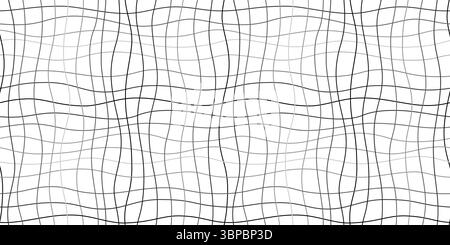 Black intersecting wavy lines minimalist background. Geometric monochrome criss-cross seamless pattern in shades of gray. Abstract graphic vector text Stock Vector
