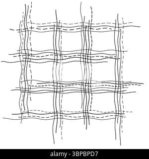 Abstract graphic vector illustration. Black intersecting wavy lines vector texture. Minimalist background. Geometric monochrome criss-cross element. T Stock Vector