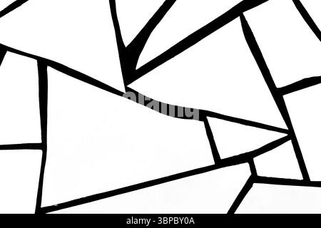 Abstract black and white geometric line art featuring sharp triangular patterns Stock Photo