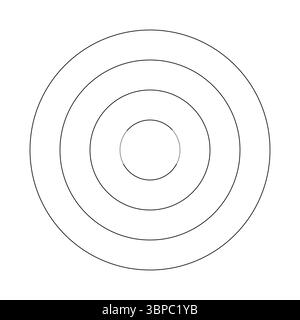 Polar grid of 3 concentric circles. Circle diagram divided on three equal segments. Blank polar graph paper. Wheel of life or habits tracker. Vector Stock Vector