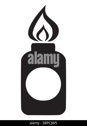 A striking black silhouette of a bottle with a flame icon atop, perfect for creative design projects. Useful for various artistic applications. Stock Vector