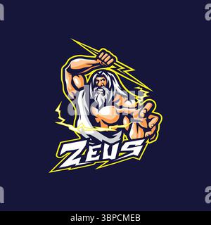 Zeus mascot logo design vector with modern illustration concept style for badge, emblem and t shirt printing. Angry zeus illustration for sport team. Stock Vector