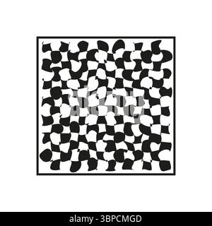 Concentric square grid. Pixel halftone panel. Optical depth Vector. Monochrome illusion emblem. Stock Vector