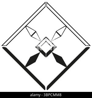 Square chain icon. Link connection symbol. Geometric bond vector. Block attachment emblem. Stock Vector