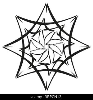 Geometric star icon. Angular mandala pattern. Interlaced spoke Vector. Thin outline form. Stock Vector