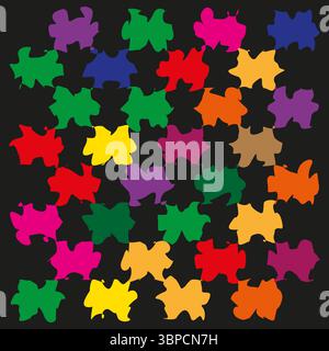Bold puzzle garden. Neon plus field. Dark pattern Vector. Electric block night. Stock Vector