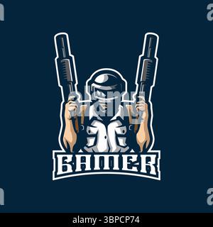 gamer mascot logo design vector with concept style for badge, emblem and t shirt printing. gamer illustration for e sport team. Stock Vector