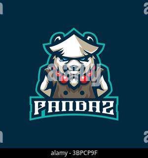 Panda mascot logo design vector with concept style for badge, emblem and t shirt printing. Stock Vector