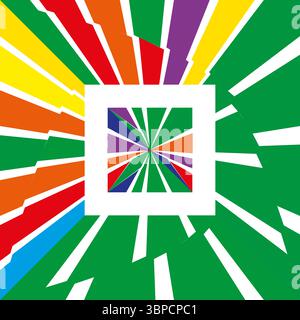 Colorful square pattern. Abstract radial stripes. Optical tunnel effect. Vector vibrant illustration. Stock Vector