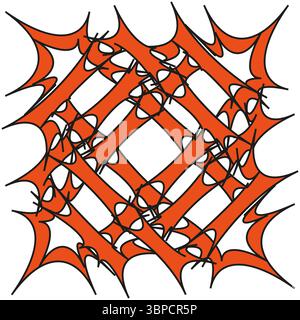 Orange spike icon. Angular web motif. Dynamic mesh Vector. White backdrop emblem. Stock Vector