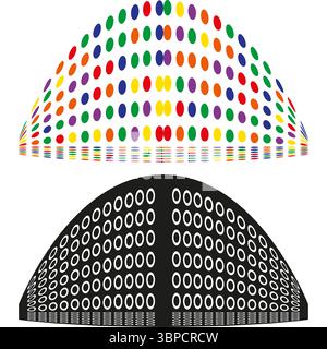 Dome structure pattern. Geometric grid design. Abstract spherical shape. Vector architectural element Stock Vector