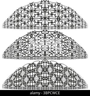 Halftone dome pattern. Concentric arc design. Geometric abstract Vector. Stacked mesh shape. Stock Vector
